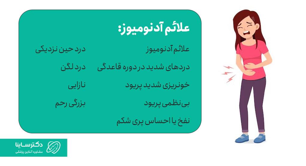 انواع علائم آدنومیوز