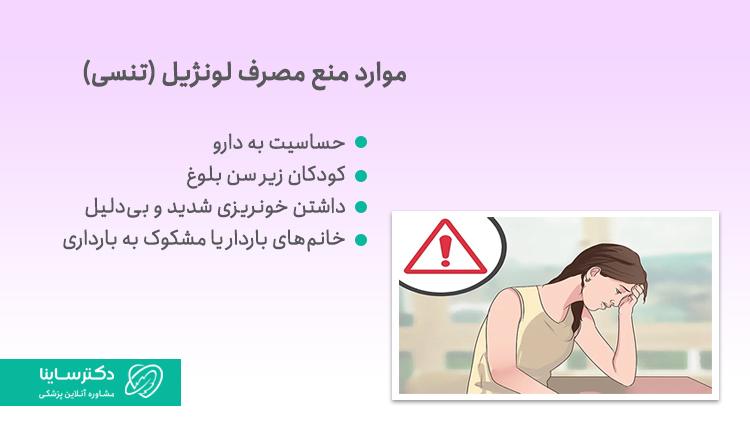 موارد منع مصرف تنسی
