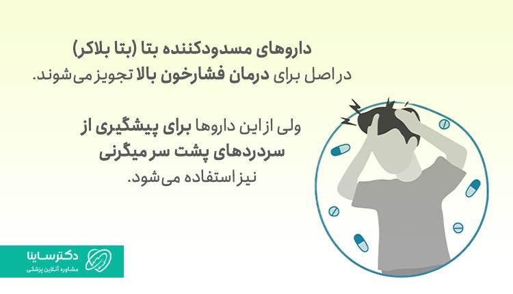 بتابلاکرها برای پیشگیری از سردرد پشت میگرنی استفاده میشود.