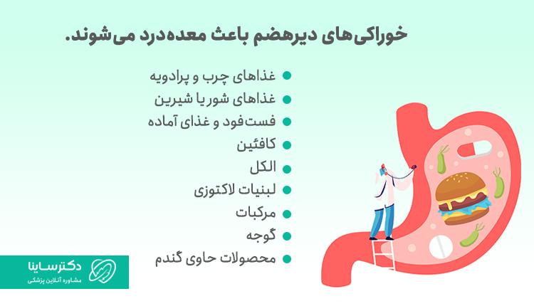 خوراکیهای دیر هضم باعث معده درد میشود.