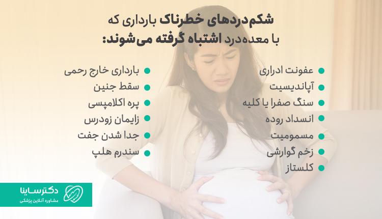 دردهایی که با معده درد بارداری اشتباه گرفته میشود