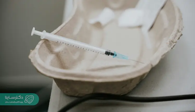 A medical syringe prepared for blood collection, typically used for procedures such as the MCH test