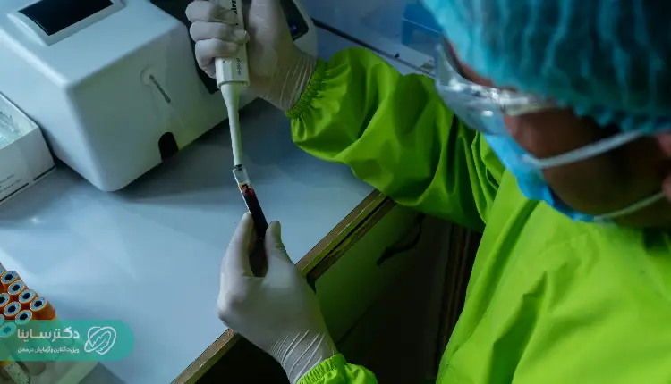 A laboratory technician analyzing a blood sample as part of an MCH test to evaluate hemoglobin levels in red blood cells