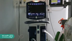 A close-up view of a digital vital sign monitoring system in a clinical setting — Abdominal pelvic ultrasound monitoring environment.